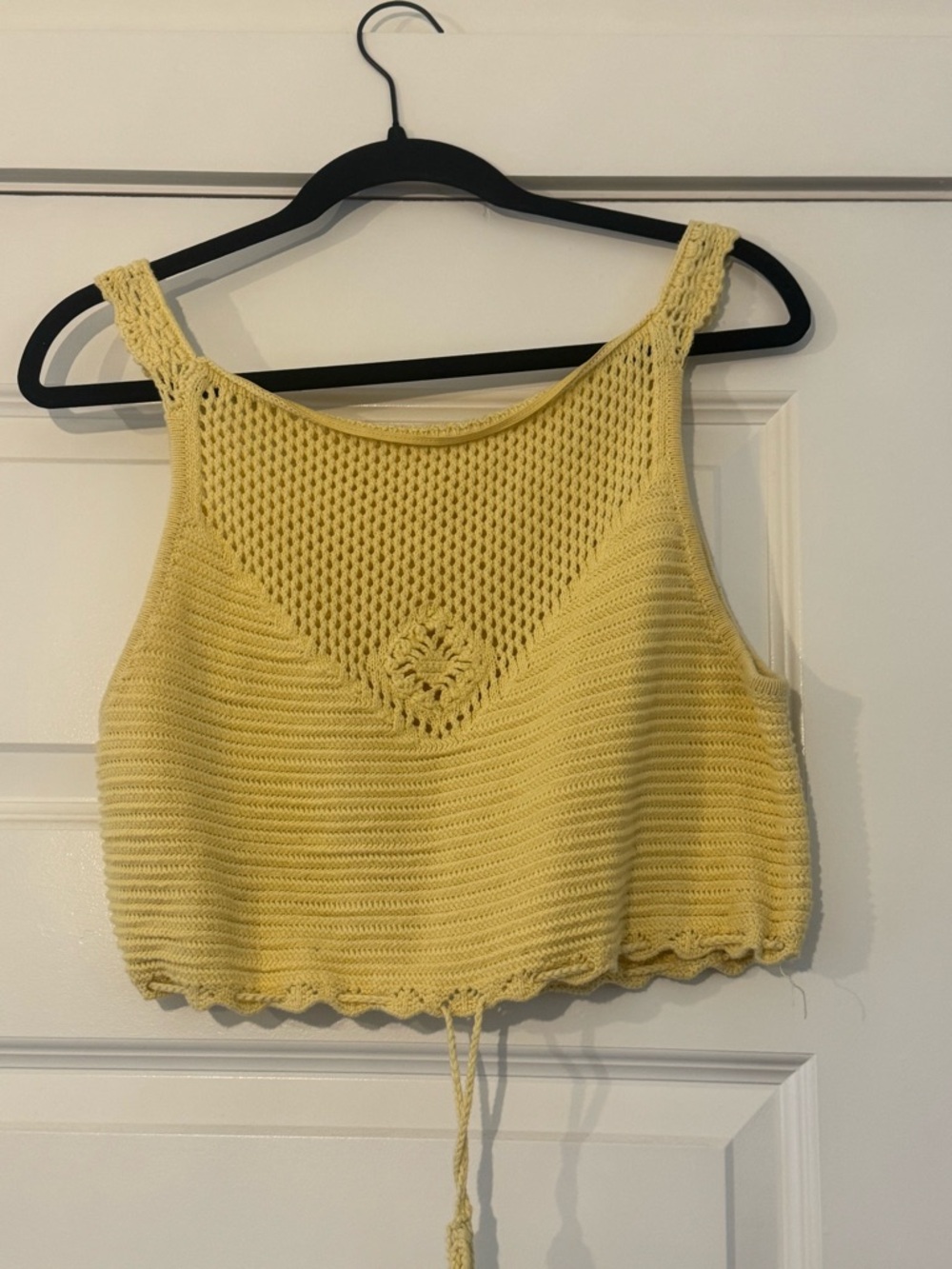La Hearts Yellow Crocheted Crop Tank